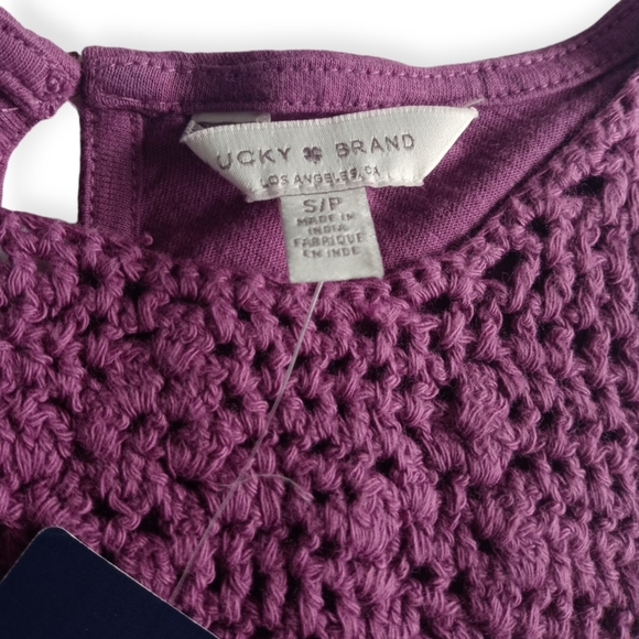 NWT- Lucky Brand Women's Crochet Tank Top Sleeveless.Size S. Color Purple. - Picture 8 of 16